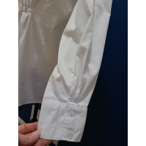Zac & Rachel White Cotton Button Up Shirt Top Collar Gathered Back Large - Picture 5 of 11